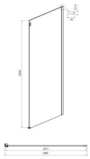Боковая стенка Ambassador Benefit 110HB 110см чёрный/прозрачное